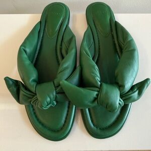 ALEXANDRE BIRMAN Soft Leather Knotted Clarita Sandals Shoes 39.5 Green